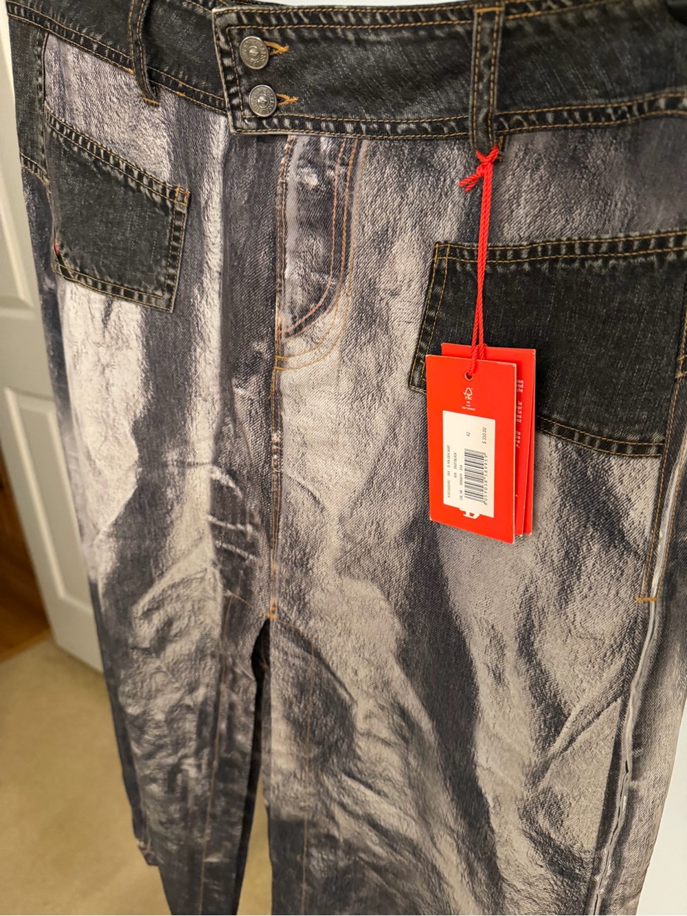 Diesel Maxi Skirt in Washed Black with Red Tag
